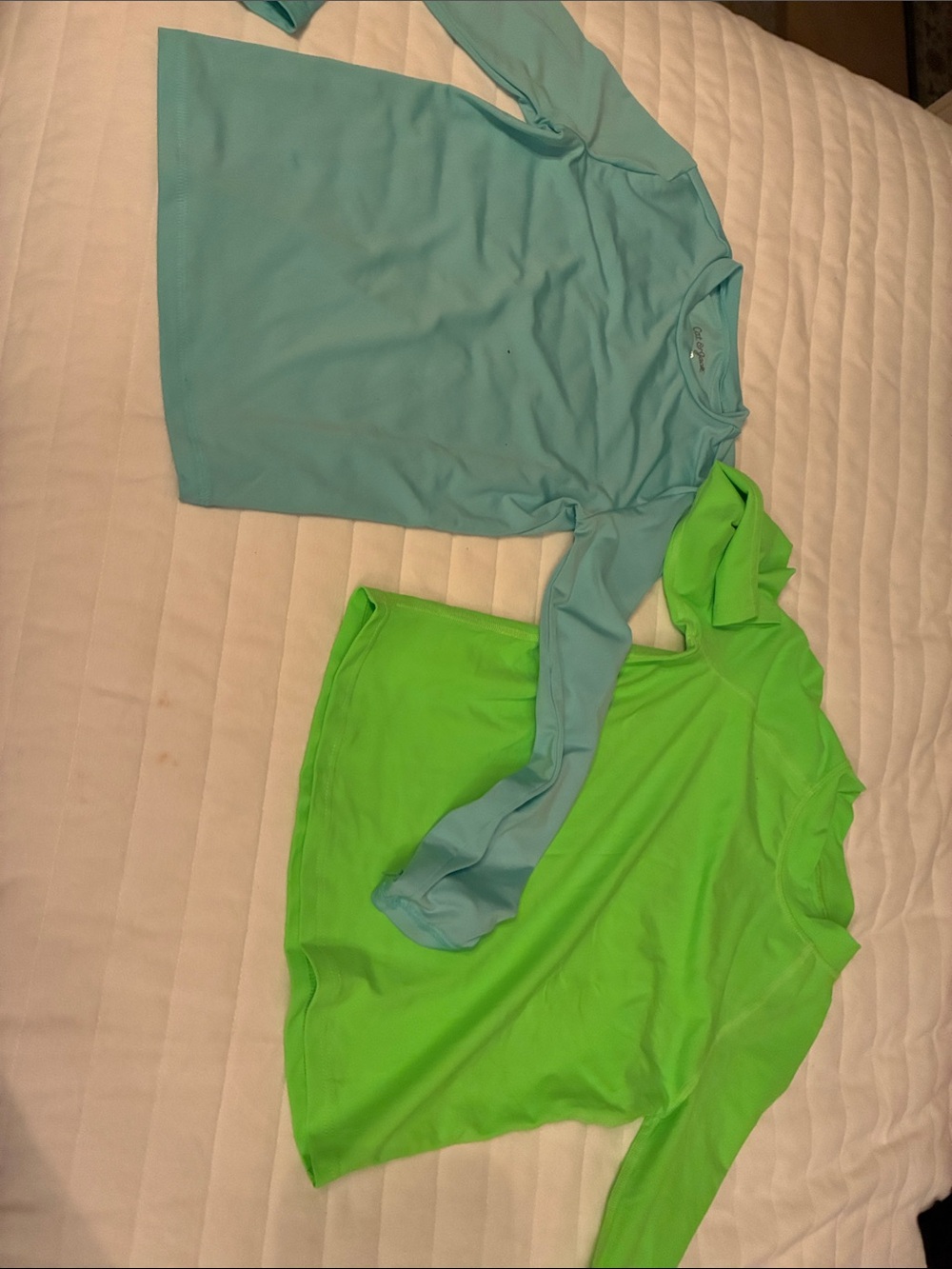 Cat & Jack Long-Sleeve Swim coverups in Aqua and Lime